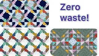 2 Easy Patchwork Blocks of Fabric Scraps. Twisted Rail Fence Quilt Block Tutorial. For Beginners.