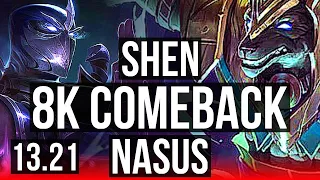 SHEN vs NASUS (TOP) | Comeback, 500+ games | KR Diamond | 13.21