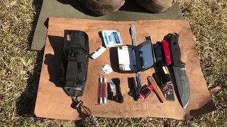 ESEE 5 Survival knife. Sheath pouch load out.