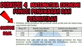 Soal Fungsi Permintaan Dan Fungsi Penawaran Matematika Ekonomi