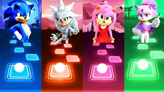 Sonic Hedgehog vs Silver Hedgehog vs Amy Hedgehog vs Rouge Hedgehog | Tiles Hop EDM Rush