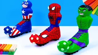 Making foot toy mod superheroes Marvel Spider man, Hulk, Captain America with clay | Sky Clay