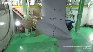 Factory testing of azimuth pod propulsion system for ships from Nakashima Propeller of Japan