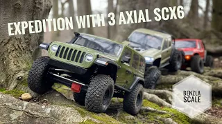 Expedition with 3 Axial SCX 6 (Jeep Wrangler and Honcho Truggy)