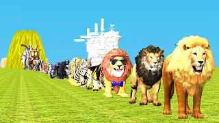 Paint Animals Gorilla Cow Lion Elephant Dinosaurs Dragons and T-Rex Fountain Crossing Animal Cartoon