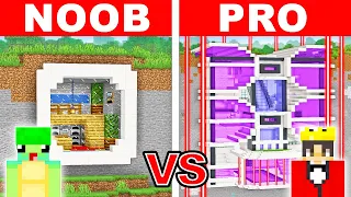 NOOB vs PRO: SAFEST MOUNTAIN HOUSE Build Challenge in Minecraft!