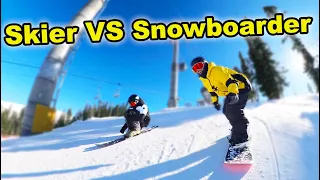 SKIER VS SNOWBOARDER | CAN A SKIER BEAT A PROFESSIONAL  SNOWBOARDER