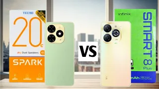 Tecno Spark 20c Vs Infinix Smart 8 Plus || Full Comparison !