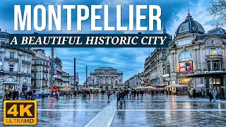 Montpellier France  - Beautiful Historic City -  Day Walking Tour 4K Ultra HD