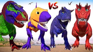 CAPTAIN AMERICA Sharkzilla vs Spinosaurus Indoraptor T-REX Dinosaurs Battle Jurassic World Evolution