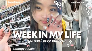 CONCERT PREP VLOG🍰: beomgyu nails, making freebies, dying my hair + week in my life ✧˖°.