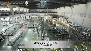 outboard motor boat marine engine production line / factory tour