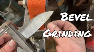 Making a Cowboy knife, bevel grinding, knife grinding jig
