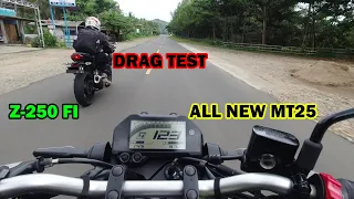 DRAG TEST |  TOP SPEED YAMAHA MT25 VS KAWASKI Z250