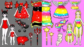 Paper Dolls Dress Up - Opposing God and Vampire Dresses Handmade Quiet Book - Barbie New House