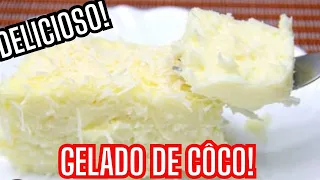 DELICIOSA SOBREMESA GELADA DE COCO. FÁCIL E RÁPIDO DE FAZER. #sobremesas #receita #geladodecoco