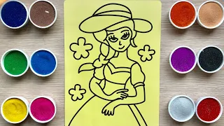 Tô màu tranh cát tiểu thư bá tước công chúa - Colored sand painting toys - Đồ chơi trẻ em Chim Xinh