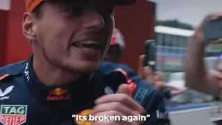Max Verstappen’s surprised reaction to Redbull breaking another winner’s trophy #BelgianGP