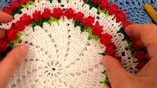 Салфетка " Бутоны РОЗ ",  Вязание КРЮЧКОМ по схеме , crochet doily ( узор №428)