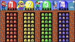 Can Mario, Luigi, Wario & Sonic Press the 999 Colored P-Switches in New Super Mario Bros. Wii??