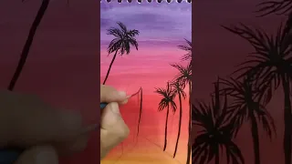 Easy Landscape painting 😱/Acrylic painting #shorts#shortsfeed  #shortvideo#viral  #explore#painting