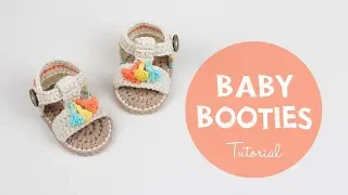 How To Crochet Cute and Easy Baby Booties Sandals | Croby Patterns