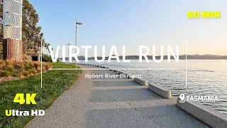 Virtual Running Video Hobart River Derwent Virtual Run 4k Treadmill Workout -Scenery - Tasmania