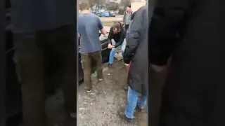 Russian Soldier crucifying Ukrainian