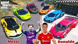 GTA 5 ✪ Stealing RONALDO and MESSI cars with Franklin ✪ (Real Life Cars #161)