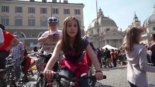 Teenage pedal power charges stage for climate activist Greta Thunberg