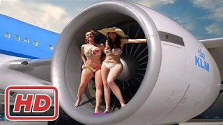 [ Mr Eight ] Airpoirt St Maarten jet blast - Bikini Girls ✱ Amazing Plane landing and Takeoff