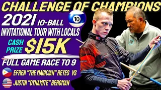 Epic match between Efren Reyes vs Justin Bergman at Challenge of Champions Invitational Tour