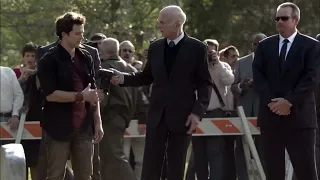 Teen Wolf 2x01 Gerard arrives to Kate's funeral and introduces himself to Allison. Call him Grandpa.