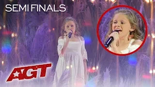 Ansley Burns WOWS judges with "Cry Pretty" at AGT 2019 Semifinals
