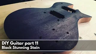 Using Crimson Guitars' black Stunning Stains on Sapele - How to make a guitar Part 11