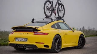 Porsche 911 Carrera 4S (991.2) with Bike on the roof! Acceleration and great sound!