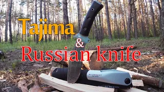 Натопил баньку. Пила и нож - лучшие помощники. Складная пила TAJIMA Mora Robust russian knife Ураган