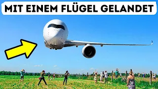 Flugzeug Landete Mit Nur Einem Flügel