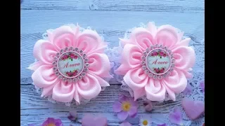 Красивые именные бантики из лент МК Канзаши / Beautiful name bows of ribbons / Lindos laços de fitas