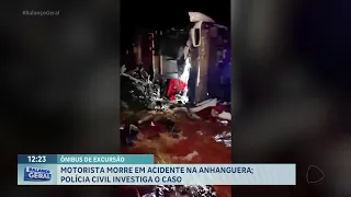 Ônibus com 64 passageiros tomba e mata motorista na Rodovia Anhanguera, em Ribeirão Preto