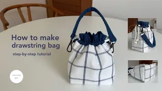 DIY drawstring bag | How to make mini bucket bag