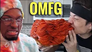 IM GOING VEGAN!! 1000+ Pepperoni on 1 Slice of Pizza CHALLENGE!!! Reaction