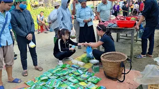 Harvest, Orange, Banana core, Young vegetables Go to the market to sell | Trieu Mai Huong