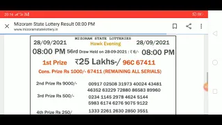 live 8pm 28 September 2021 Mizoram hawk evening lottery sambad results#arifullotteryshow