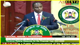 Treasury CS Ukur Yatani reads budget 2021-2022 in Parliament