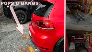 I PUT A DOWNPIPE AND CENTER MUFFLER DELETE ON ME GOLF 6 GTI WITH POPS AND BANGS AND TUNED STAGE 1!💥