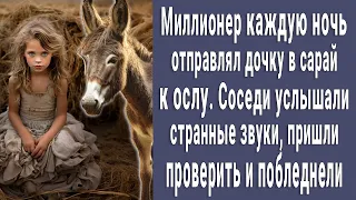 Миллионер каждую ночь отправлял малышку в сарай к ослу. Соседи проследили за ними и побледнели