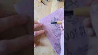 Carving a woodblock (powergrip tools) for printmaking