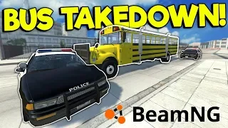 SCHOOL BUS POLICE TAKEDOWNS & CRASHES! - BeamNG Gameplay & Crashes - Cop Escape