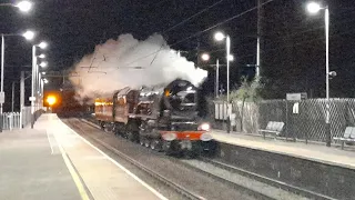 6233 Duchess of Sutherland steaming through Radlett on the evening of Thursday 10th February 2022.